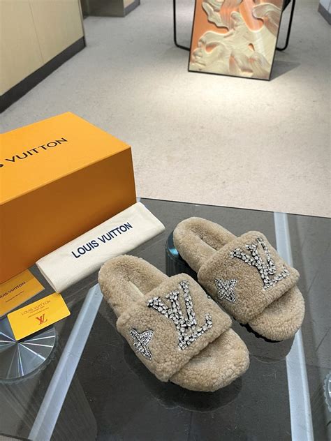 louis vuitton sofia flat mule|louis vuitton fuzzy slides.